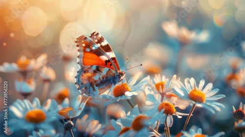 Butterfly Resting on White Flower
