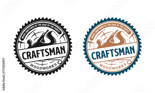 wood shavings logo, wood craftsman logo vector