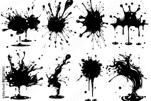 Black ink splashes set  graphic element