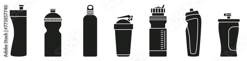 Sports bottle icon vector set. Bottle illustration sign collection. Sport symbol. Water logo.