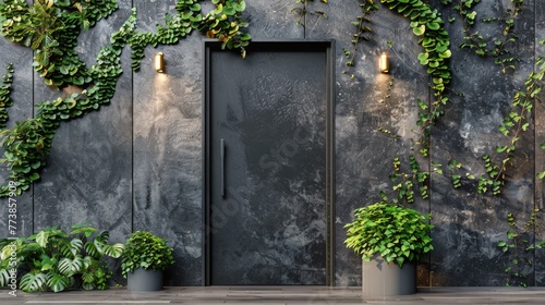 Modern Entrance With Two Trees