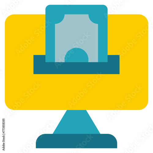 withdraw money online computer internet cyber flat style