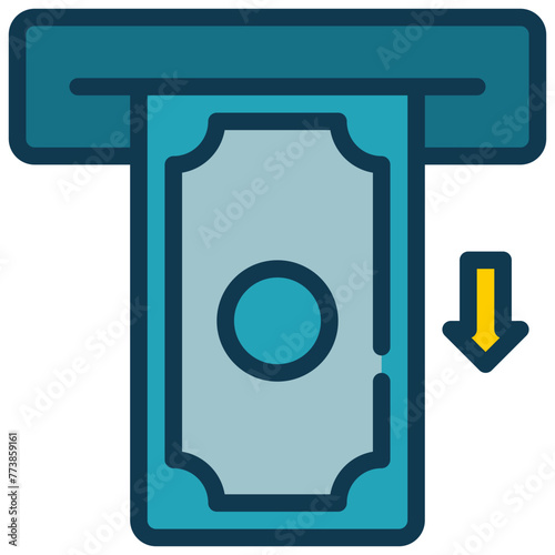 money withdraw atm banking filled outline