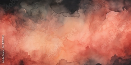 Coral dark watercolor abstract background