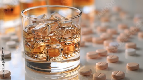 Glass of Ice on Table