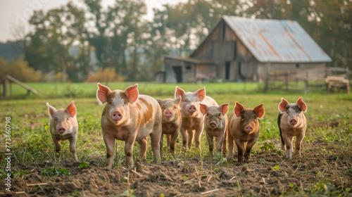 Three Little Pigs Standing in Grass