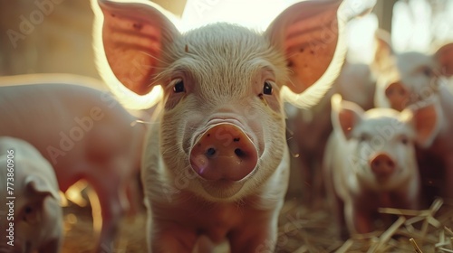 Three Little Pigs Standing in Grass
