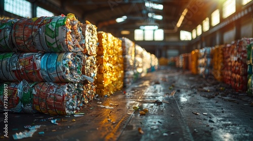 Manual waste bulkhead. Waste sorting at a recycling plant. Garbage sorting and recycling concept photo
