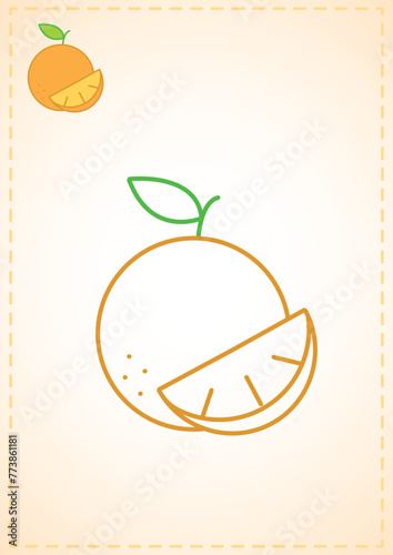 blank coloring page orange fruit vegetables color layout illustration