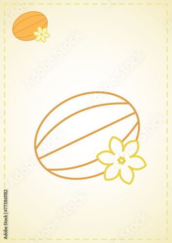 blank coloring page melon fruit vegetables color layout illustration