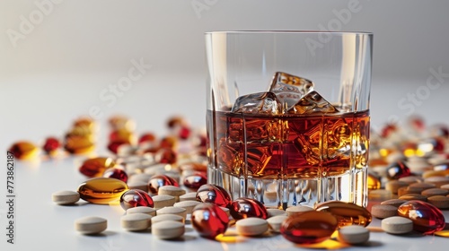 Glass of Ice on Table