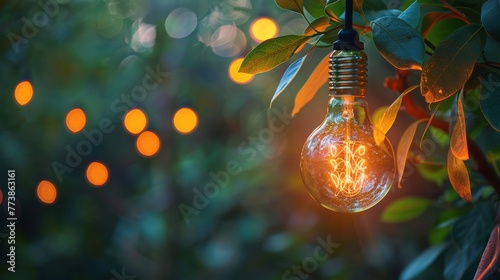 Light Bulbs on Lush Green Field