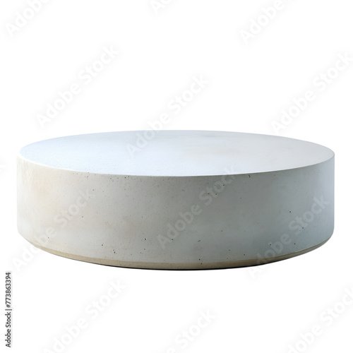 3d style illustration of Empty white cement round podium for displaying merchandise, isolated on white background