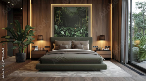 Cozy Bedroom With Bed and Plants