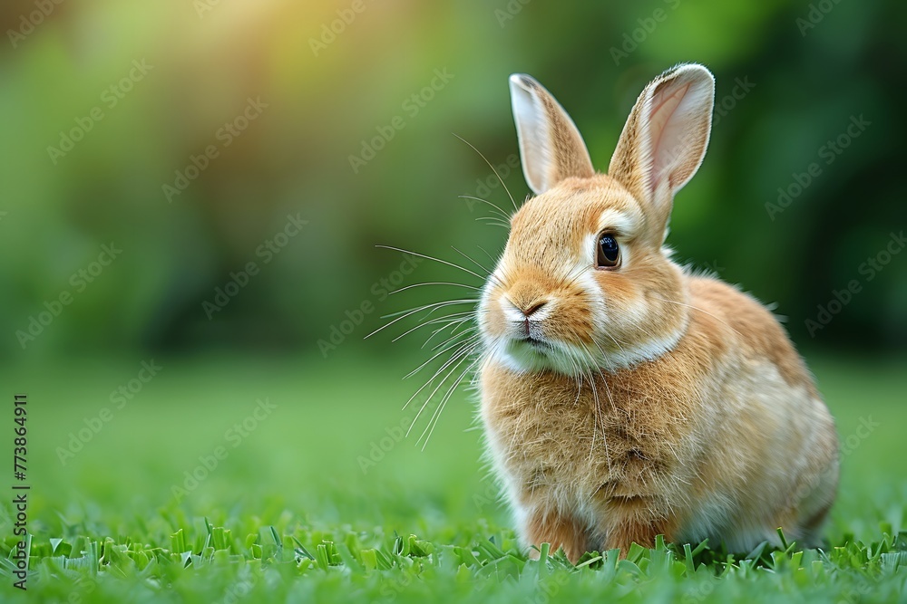 Fototapeta premium Rabbit Sitting in Grass Looking at Camera