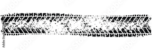 Auto tire tread grunge element. Car and motorbike tire patterns, wheel tire tread marks. Black tire print. Vector illustration isolated on white background. Vector Illustration