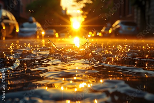The Sun Sets Over a Water Puddle