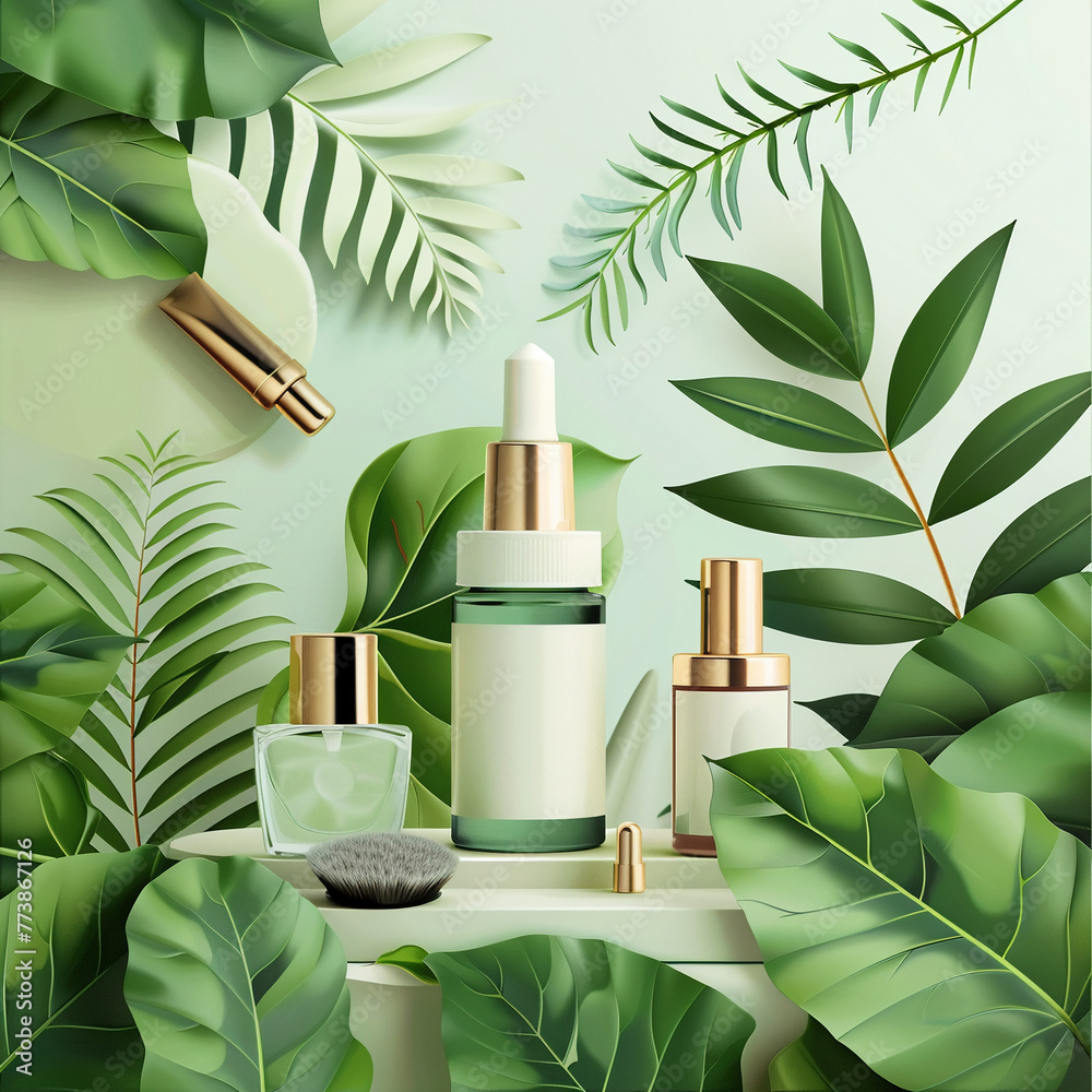 Banner ad for beauty products and leaf background. Banner ad for beauty products and leaf background.