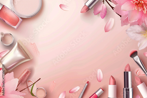 Cosmetics background with realistic style.