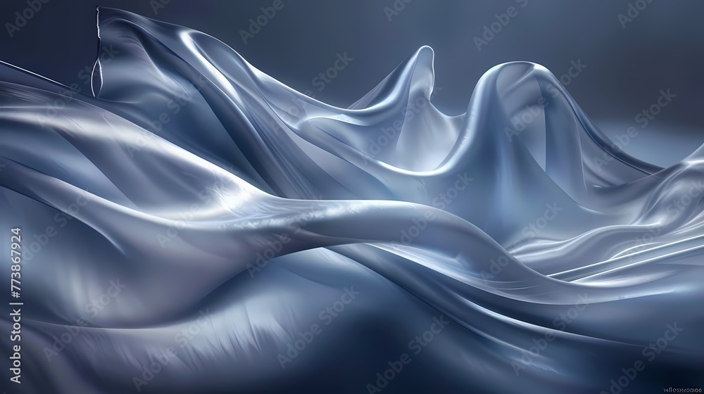 Digital technology silver and blue wave curve abstract poster web page PPT background