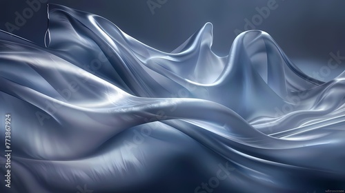 Digital technology silver and blue wave curve abstract poster web page PPT background © jinzhen