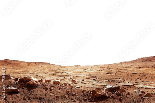 Martian landscape isolated on transparent background. Barren desert surface of red planet photo