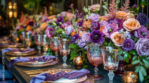 Purple Flowers in Vase on Table