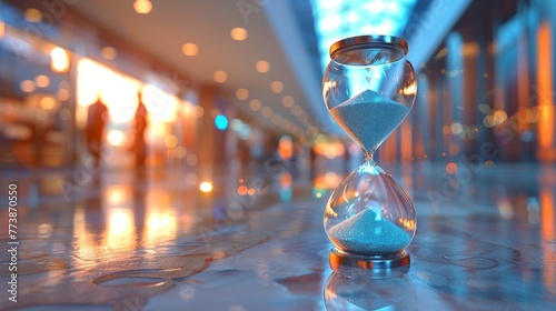 Hourglass With Sand on Table photo