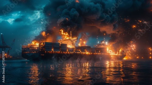 Large Boat Sailing on Water