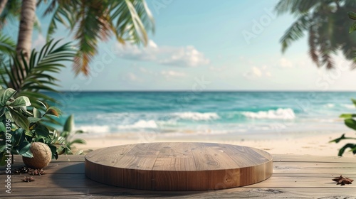 Wooden Table Overlooking Ocean