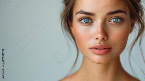 Woman With Freckled Hair and Blue Eyes