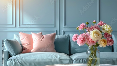Pink Flowers in Vase on Table