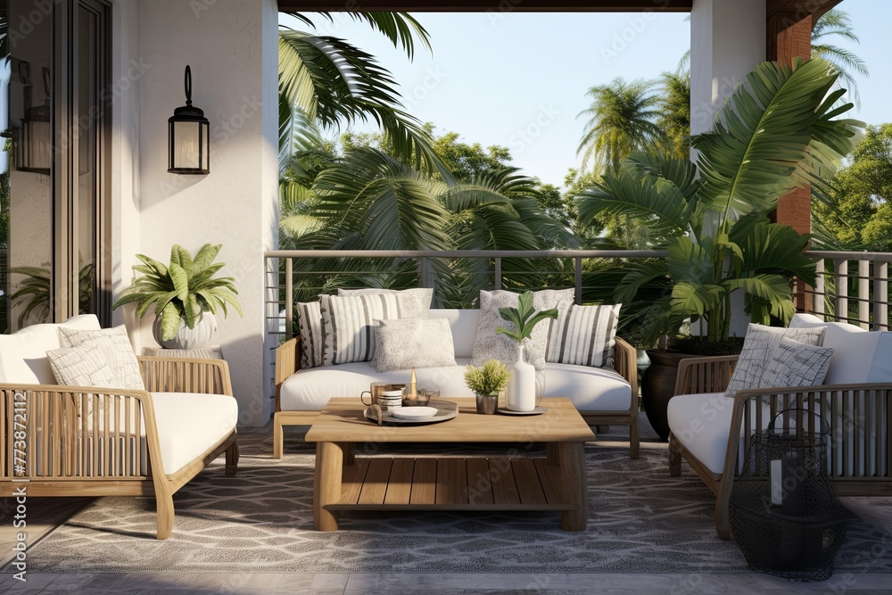 Fototapeta premium Luxury Resort-Inspired Chic & Comfortable Patio Design