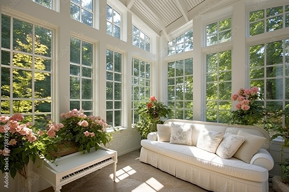 Picture of Large Windows and Natural Light: Airy and Bright Sunroom Design ...