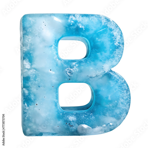 symbol made of transparent ice letter b