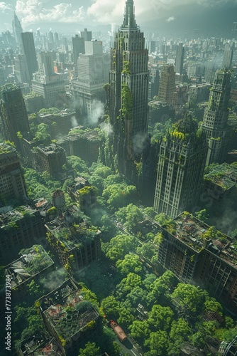 3D matte painting transforming a normal city into a post-apocalyptic wasteland