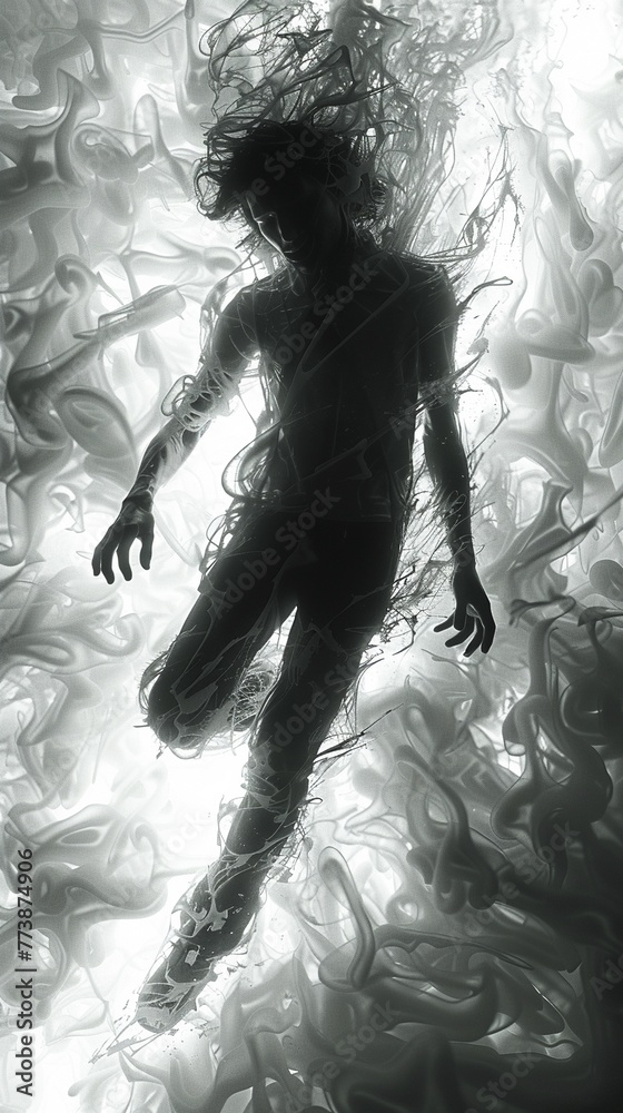 Depict a flop with the player falling backwards amidst a burst of exaggerated motion lines Depict a flop with the player falling backwards amidst a burst of exaggerated motion lines