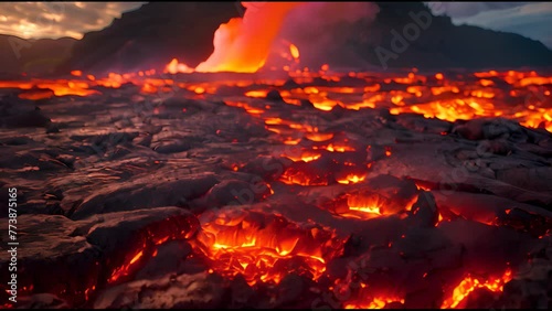 Meandering Lava River Flowing Through a Stark Volcanic Field.