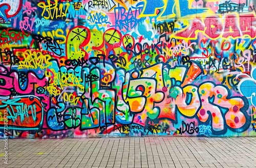 Vibrant Urban Graffiti Art on a Wall  An Abstract Creative Background