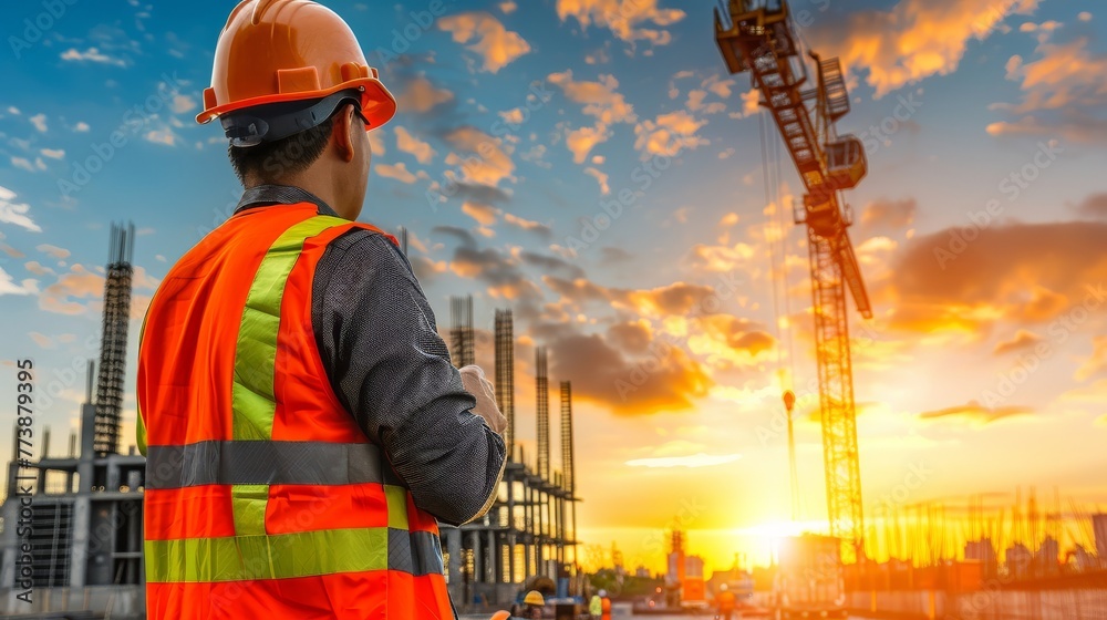 Construction workers and engineers working on high.Heavy industry and Safety at Work concept. Construction workers and engineers working on high.Heavy industry and Safety at Work concept.