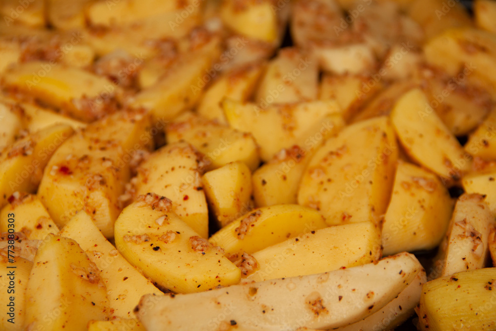baked potatoes. Golden texture. Potatoes in the oven. baked potatoes. Golden texture. Potatoes in the oven.