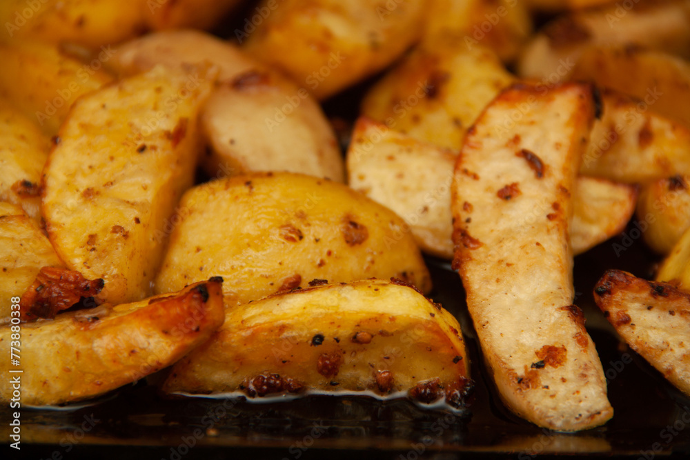baked potatoes. Golden texture. Potatoes in the oven. baked potatoes. Golden texture. Potatoes in the oven.