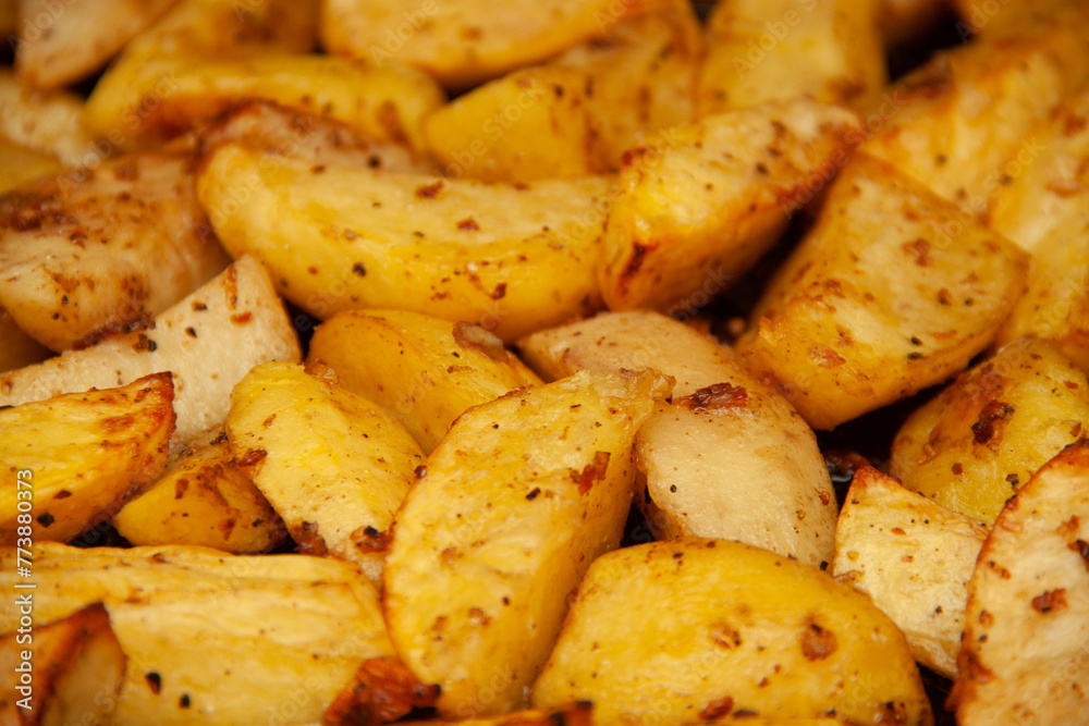 baked potatoes. Golden texture. Potatoes in the oven. baked potatoes. Golden texture. Potatoes in the oven.