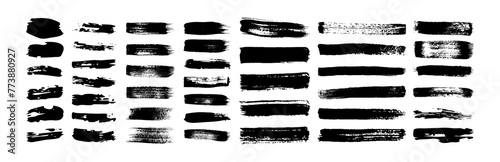 Set of black grunge brush strokes