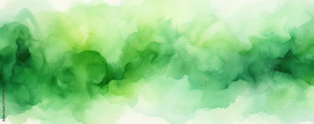 Green light watercolor abstract background
