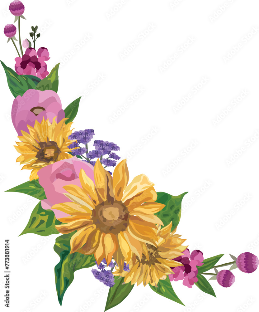Sunflower frame illustration on transparent background.
Sunflower frame illustration on transparent background.