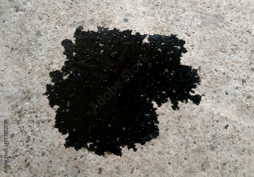 oil stain on the concrete floor.