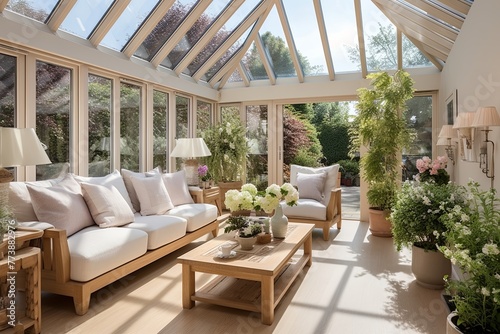 Modern Bright and Airy Conservatory Interiors: Spacious Layout Design