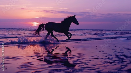 a horse running on the beach © ANDRIX