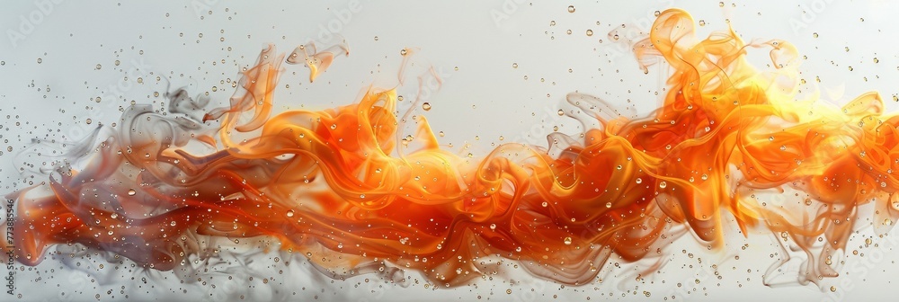 Vivid swirls of orange and red blend in a mesmerizing motion, resembling watercolor on paper